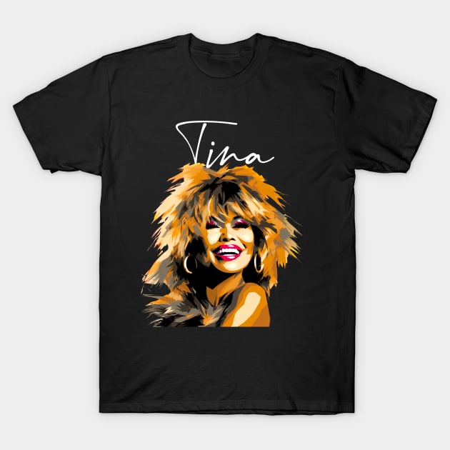 Tina Turner: The Queen of Rock, RIP 1939 - 2023 on a Dark Background T-Shirt by Puff Sumo